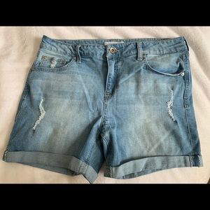 Truth + Theory Modest Denim Distressed Shorts 12P